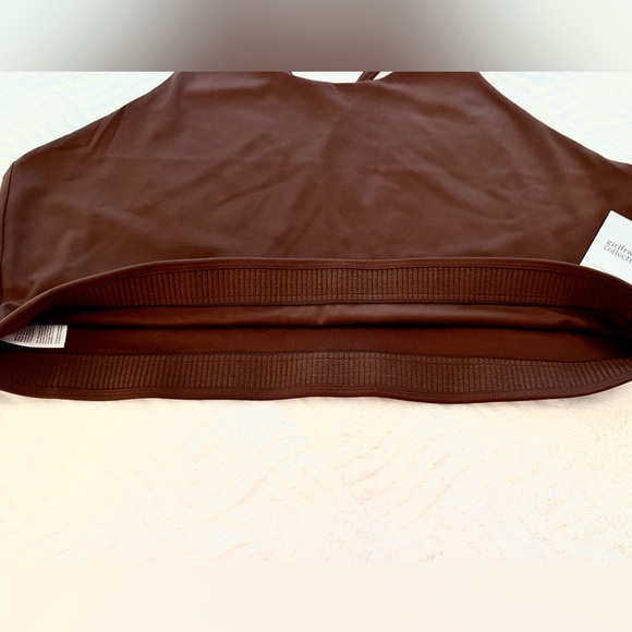 Girlfriend Collective NWT Topanga Halter Bra Sz 6XL Criss Cross Strap in Cafe - Picture 5 of 11